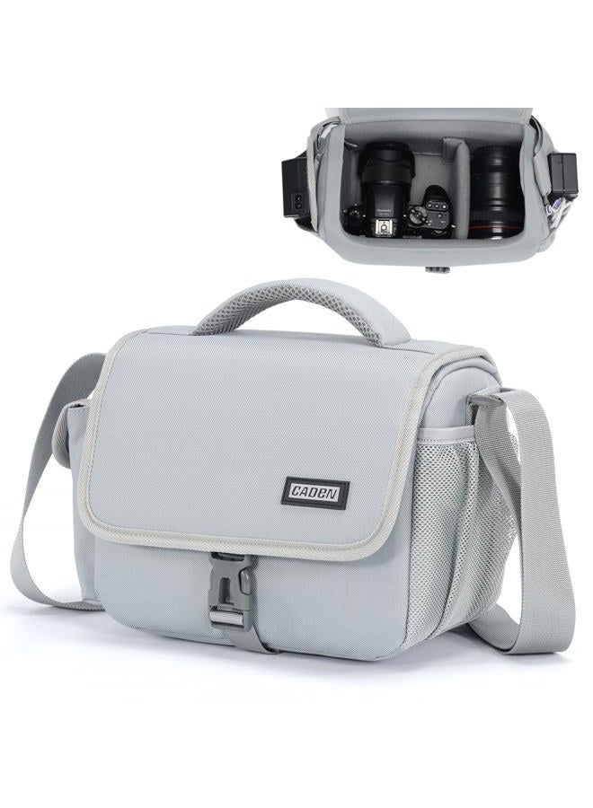Caden Small Camera Bag Case Shoulder Crossbody Bag Compatible for Nikon, Canon, Sony, DSLR SLR Mirrorless Cameras and Lenses Grey - Image 1